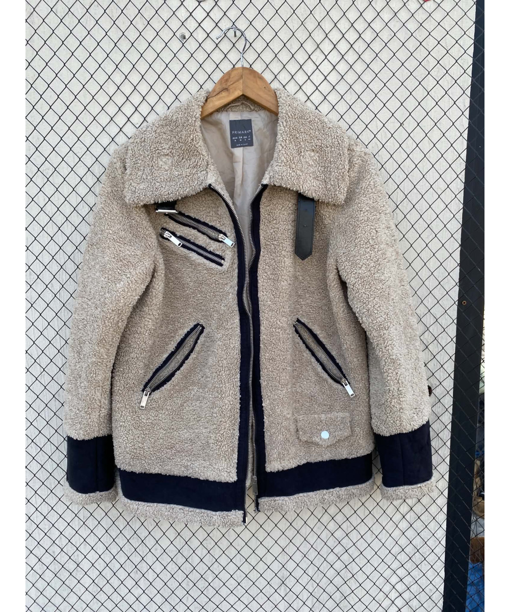 Beige, teddy, zipper jacket