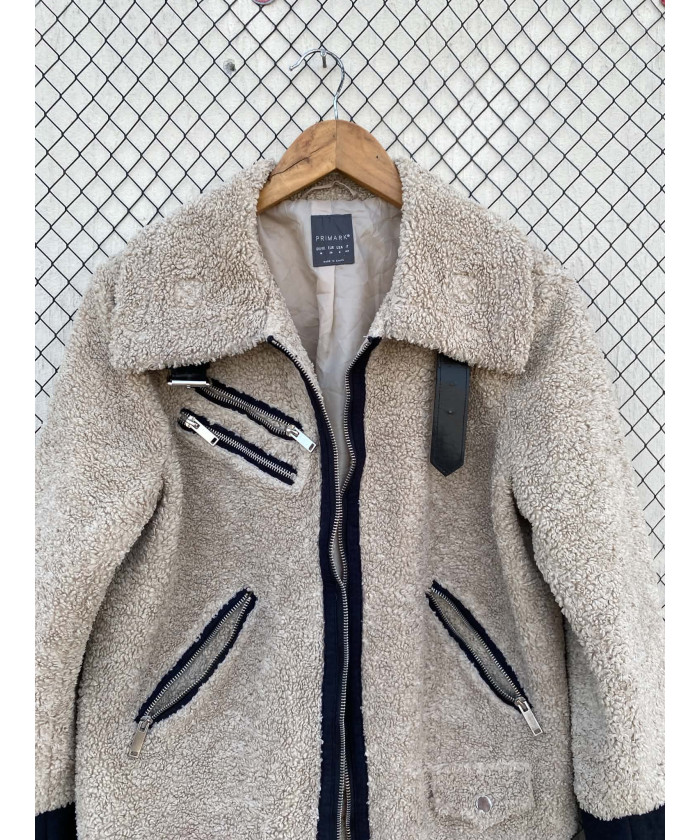 Beige, teddy, zipper jacket