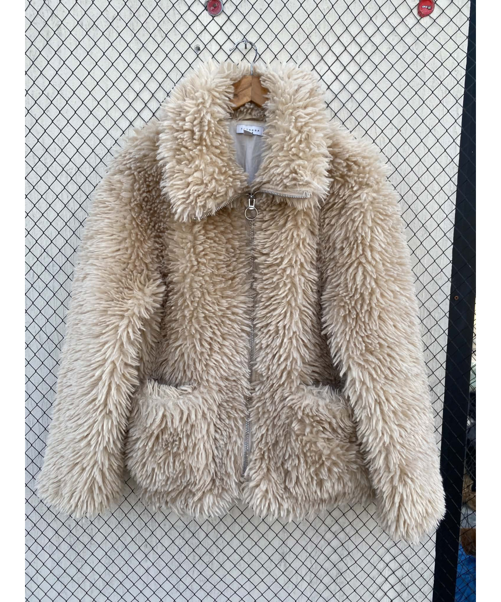 Beige, faux fur, zipper jacket