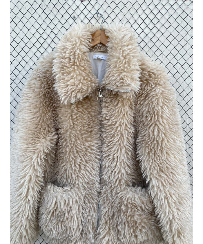 Beige, faux fur, zipper jacket