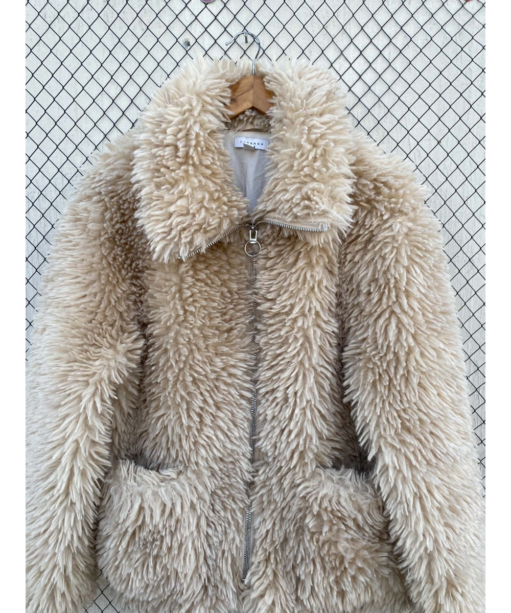 Beige, faux fur, zipper jacket