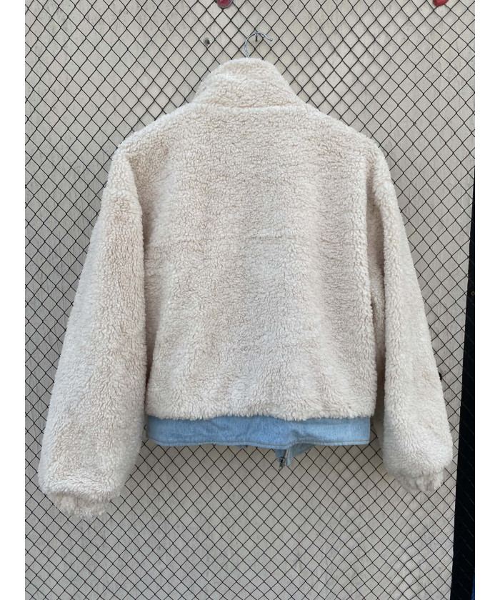 Off-white colored, teddy jacket