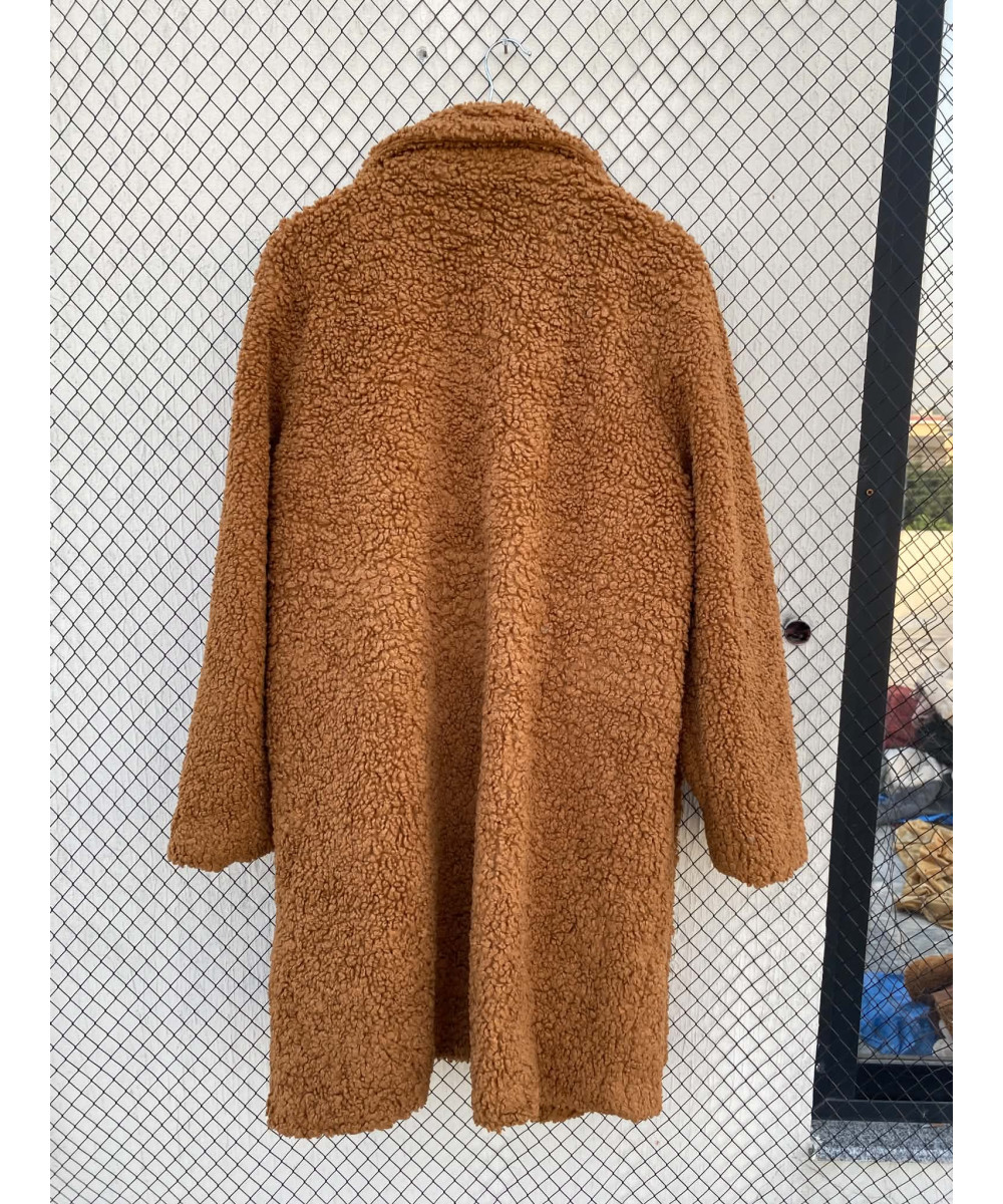 Rust brown-colored, long, teddy coat