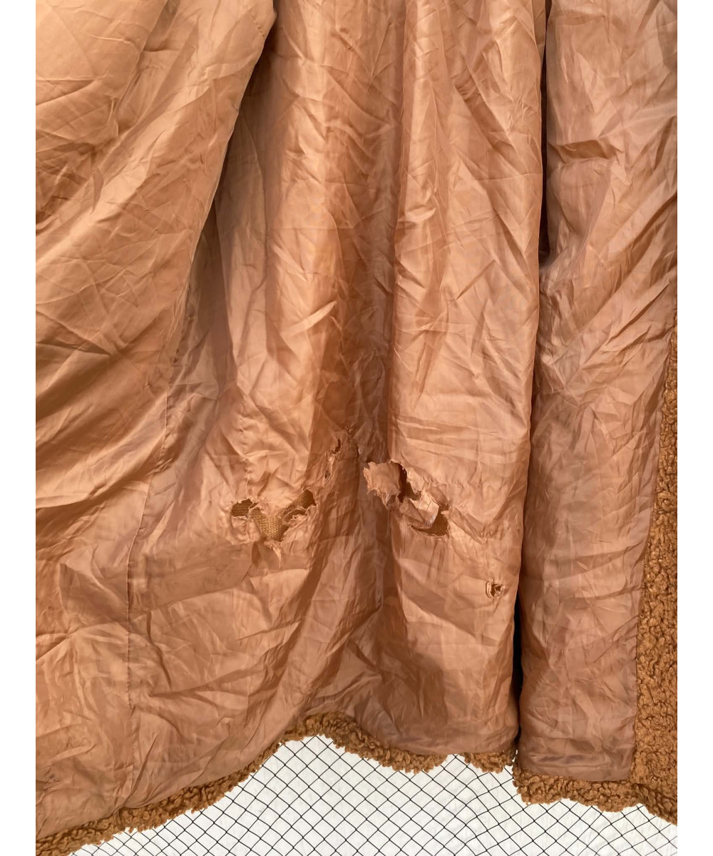 Rust brown-colored, long, teddy coat