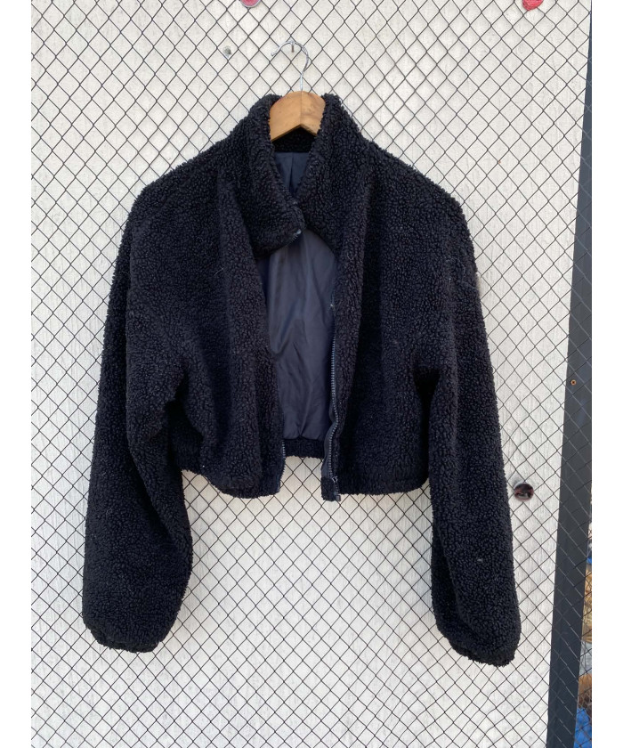 Black, crop, teddy, zipper...