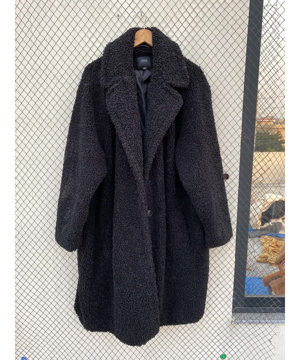 Black, long, teddy coat