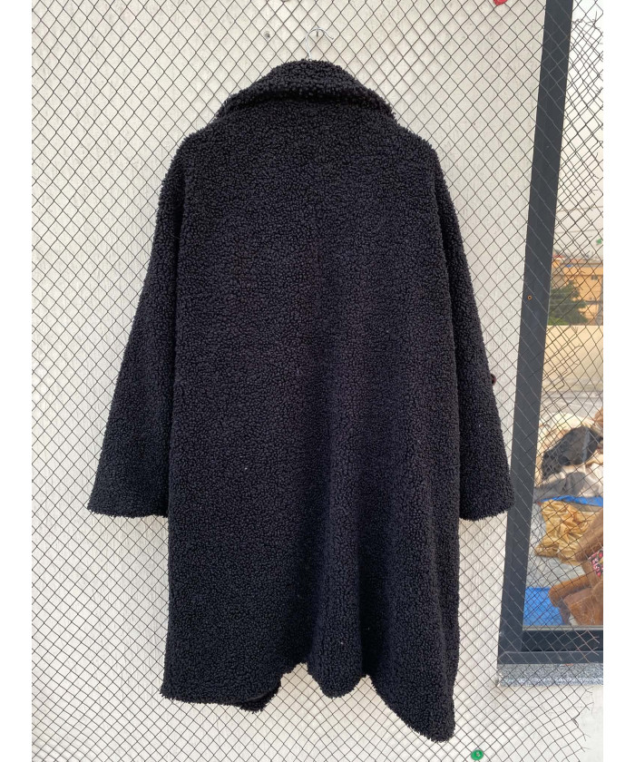 Black, long, teddy coat