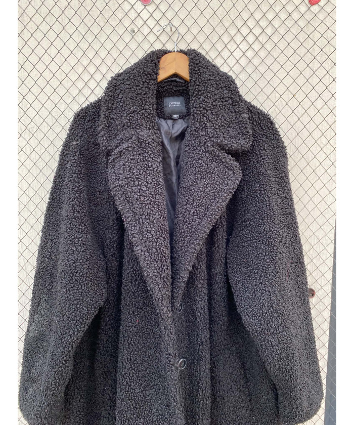 Black, long, teddy coat