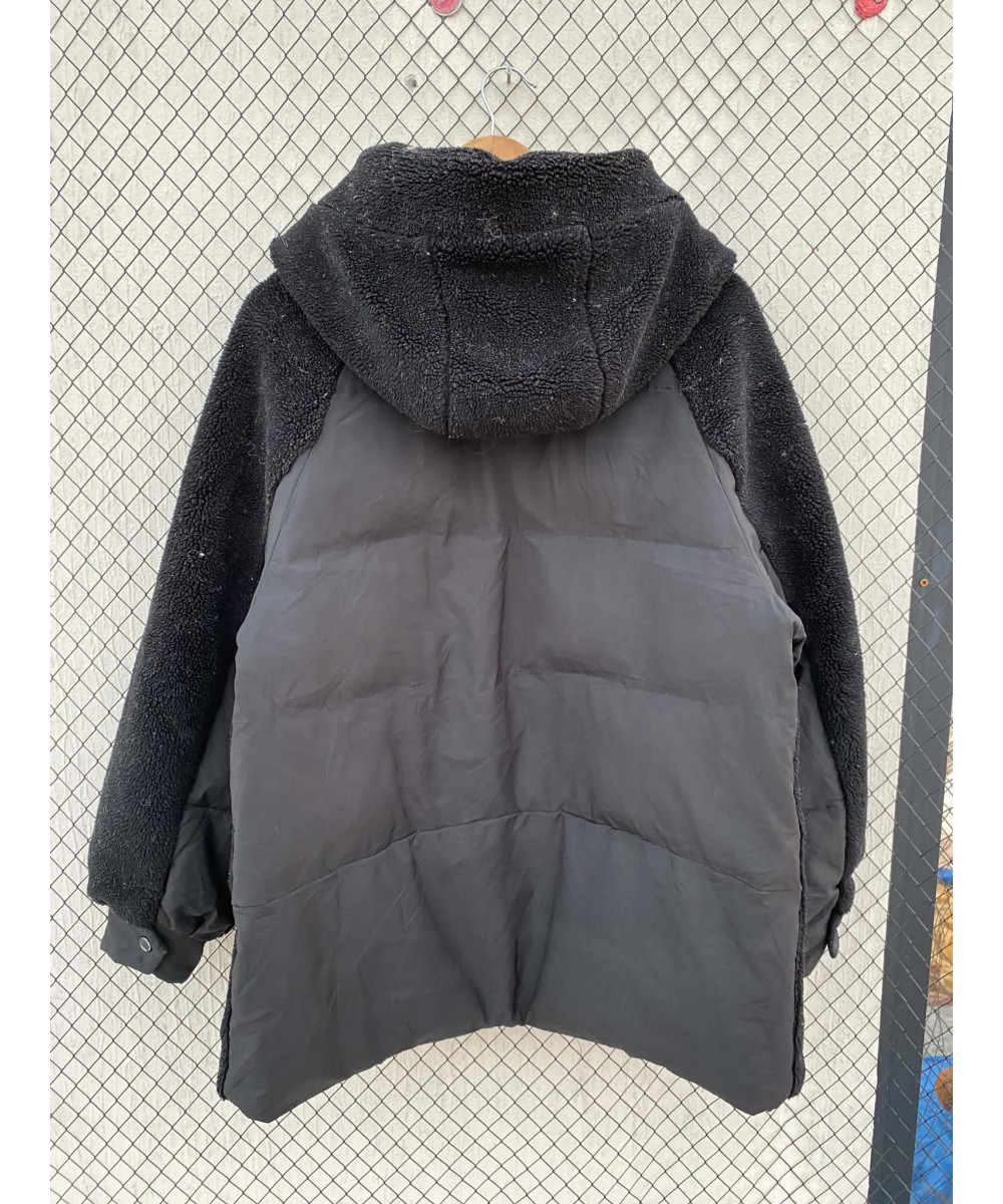 Black, teddy, puffer, hooded jacket