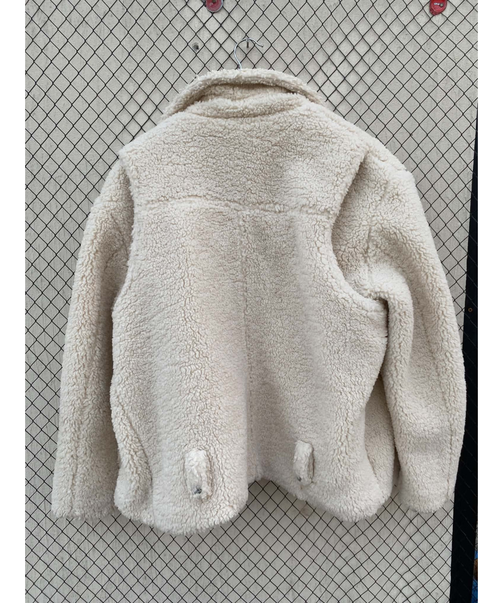 Off-white colored, teddy, bikers style jacket