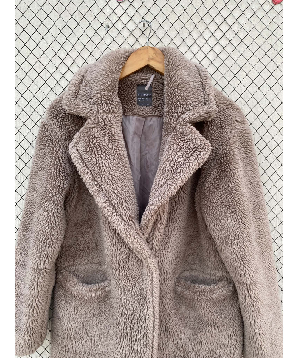 Gray, long, teddy coat