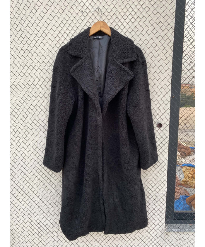 Black, long, teddy coat