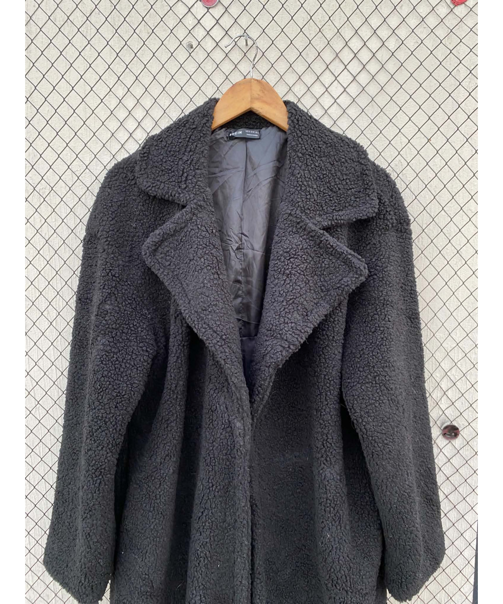 Black, long, teddy coat