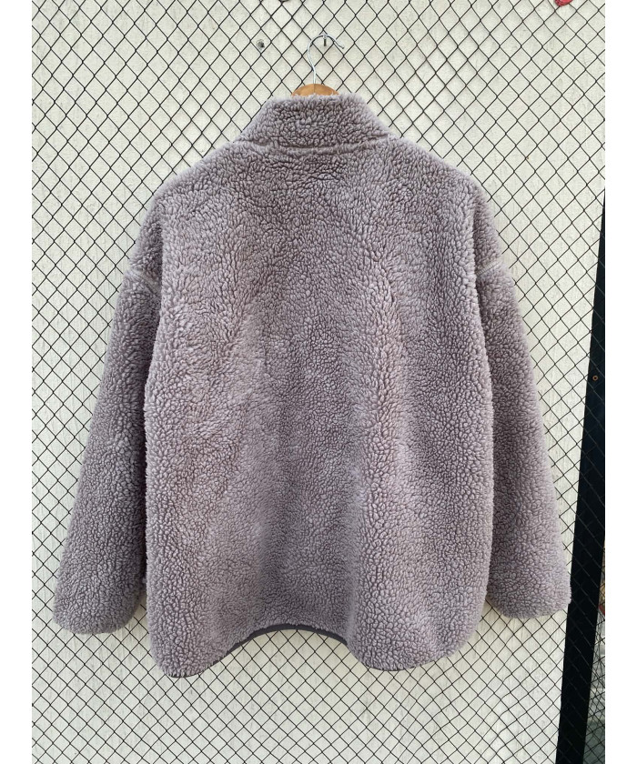 Gray, teddy, zipper jacket