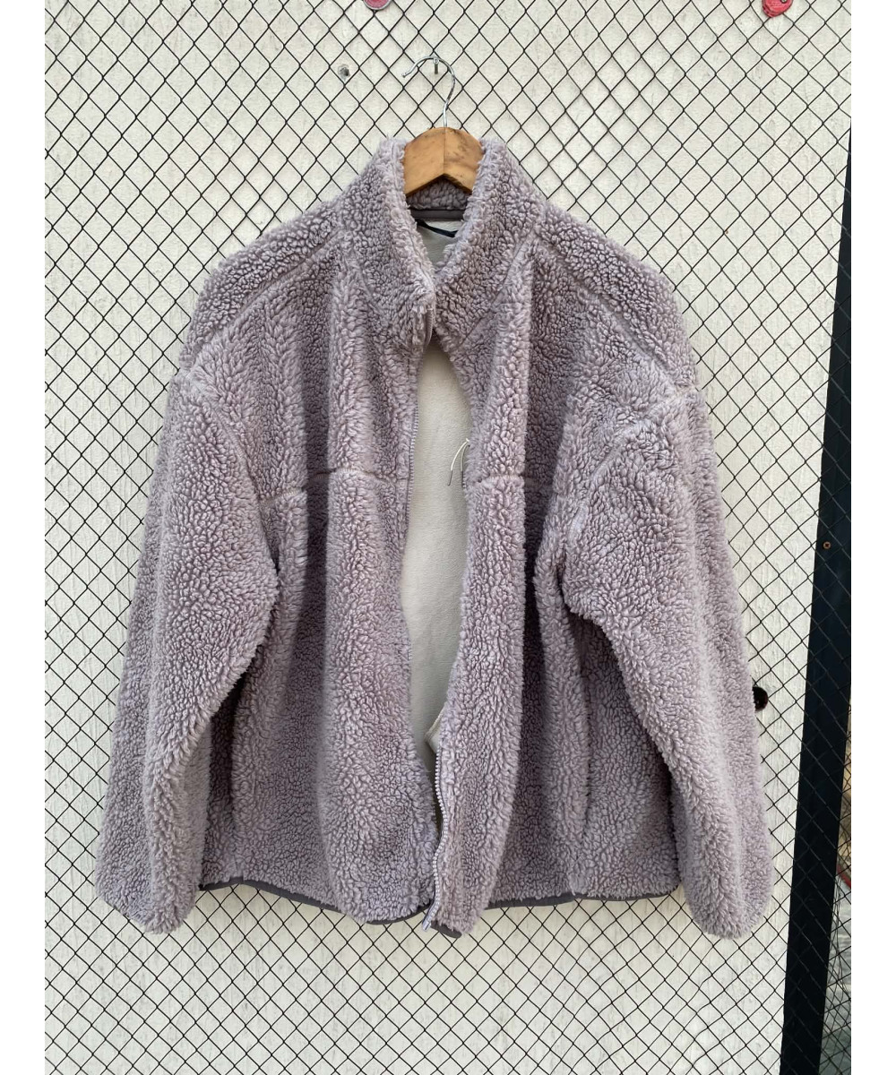 Gray, teddy, zipper jacket