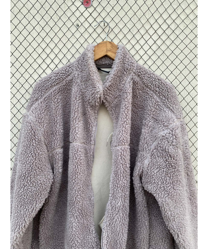 Gray, teddy, zipper jacket