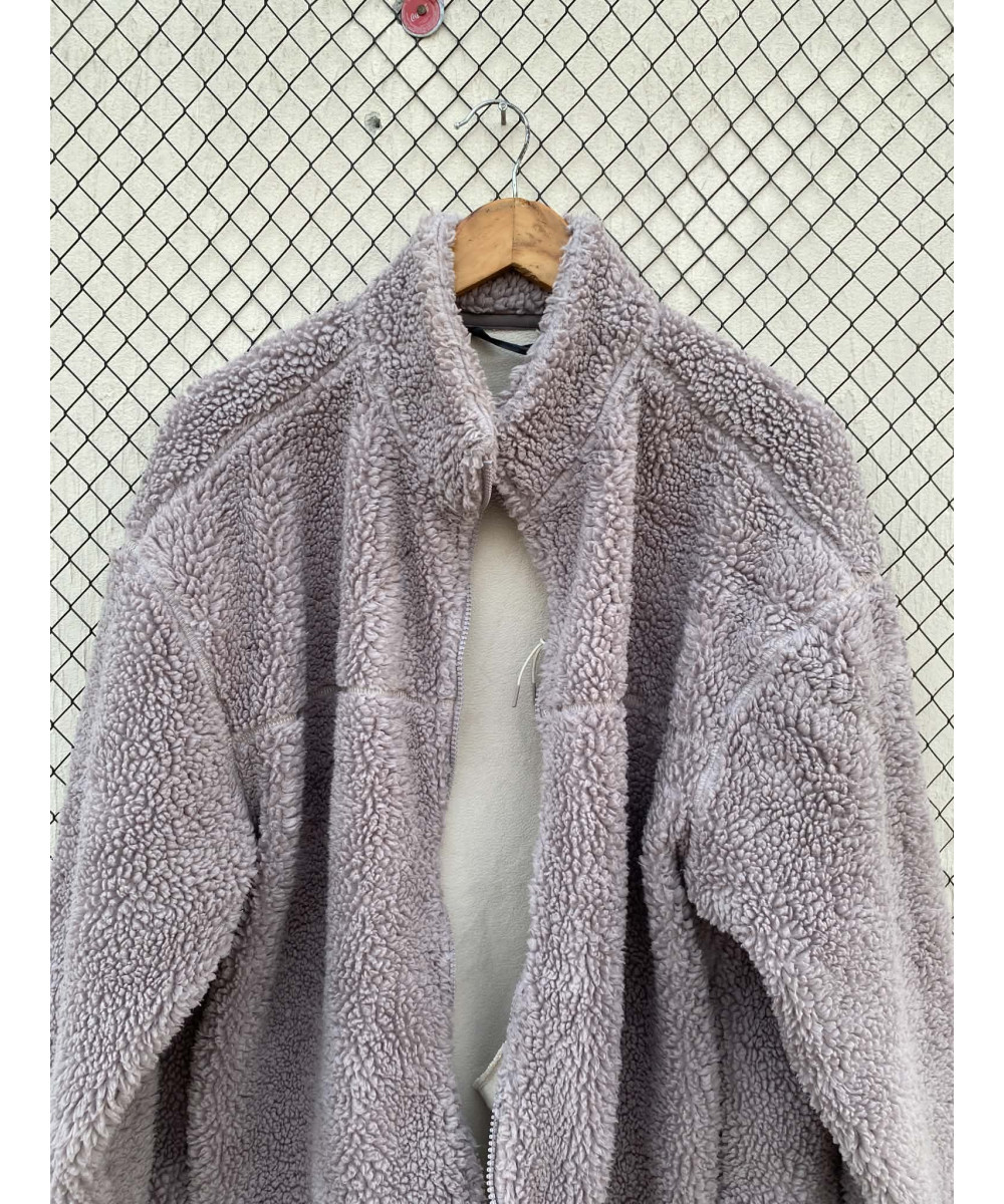 Gray, teddy, zipper jacket