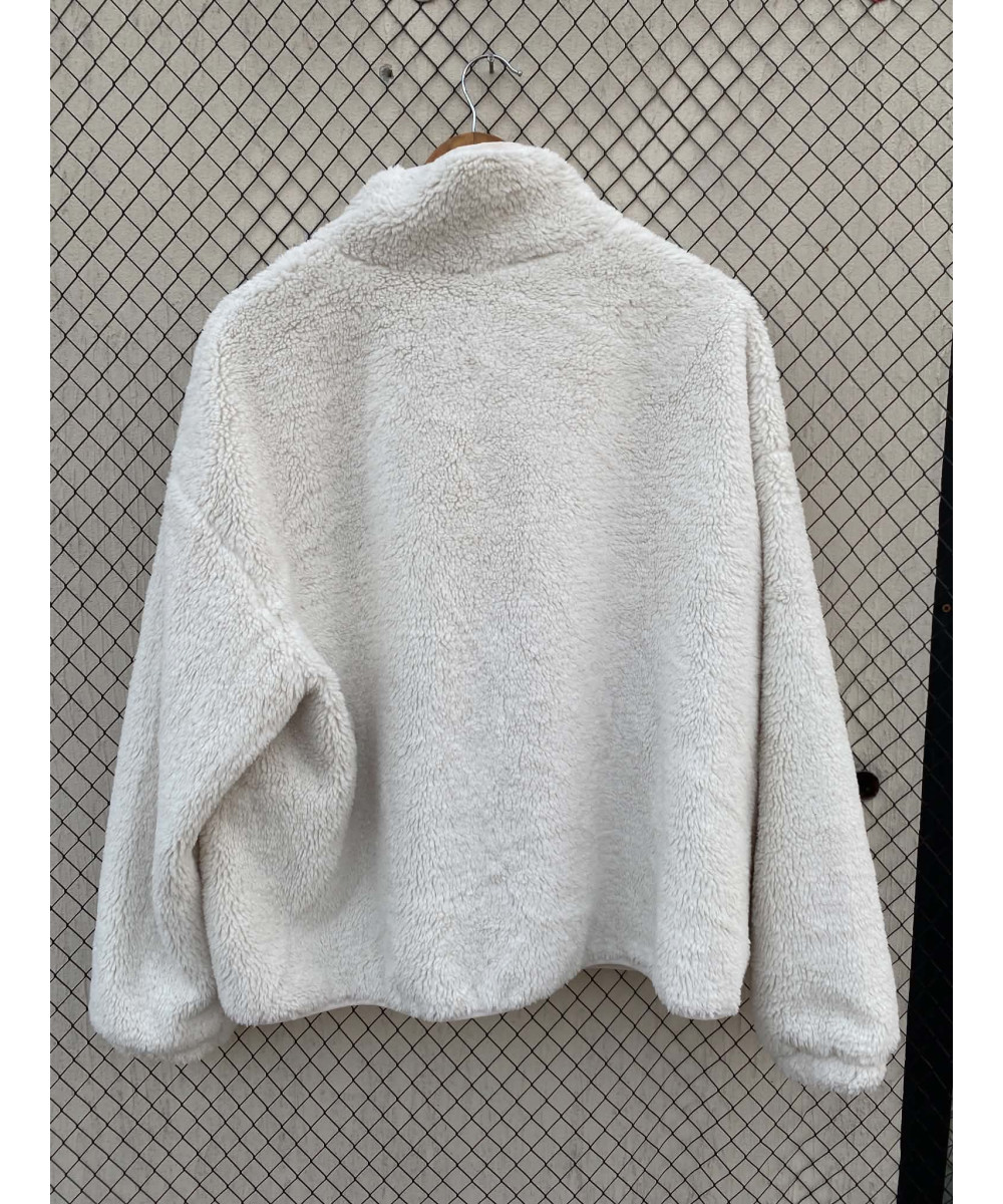 White, teddy, zipper jacket