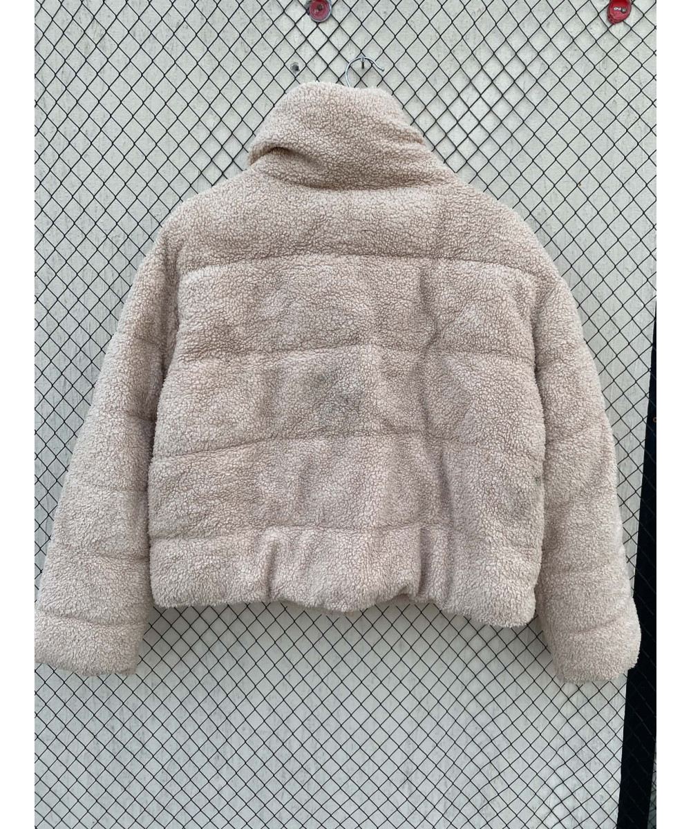 Beige, teddy, puffer, zipper jacket