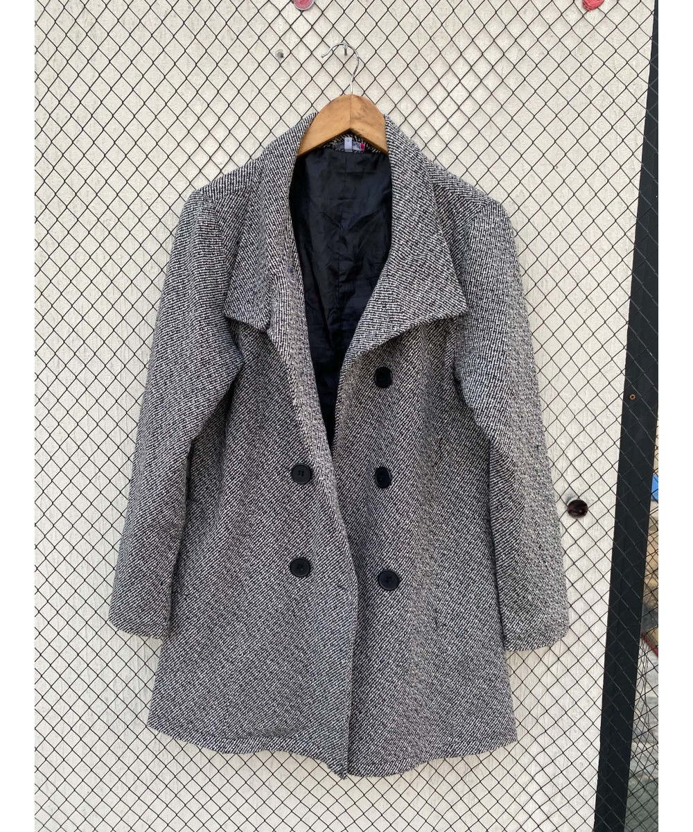 Black & white, wool coat