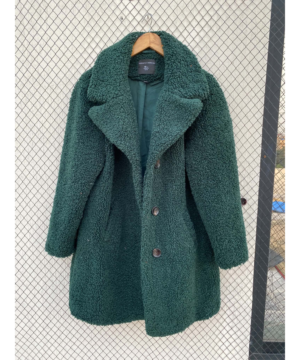 Bottle green-colored, teddy coat