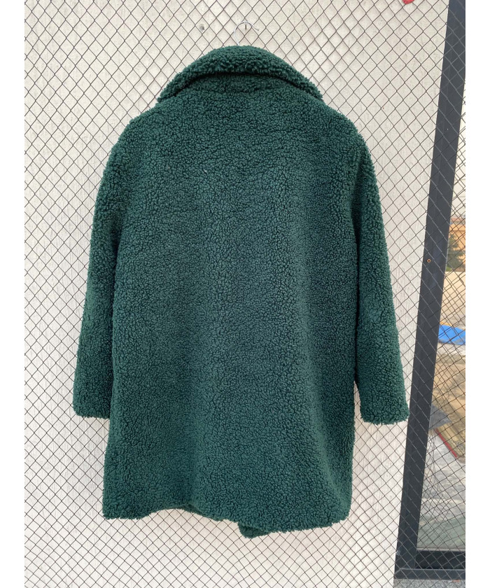 Bottle green-colored, teddy coat