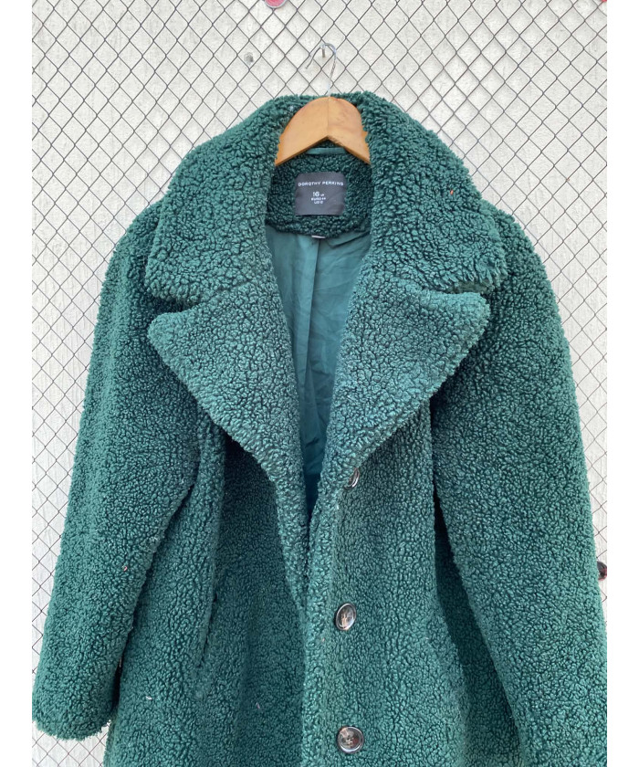 Bottle green-colored, teddy coat