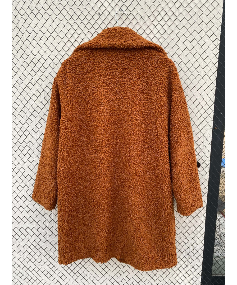 Burnt orange-colored, teddy coat