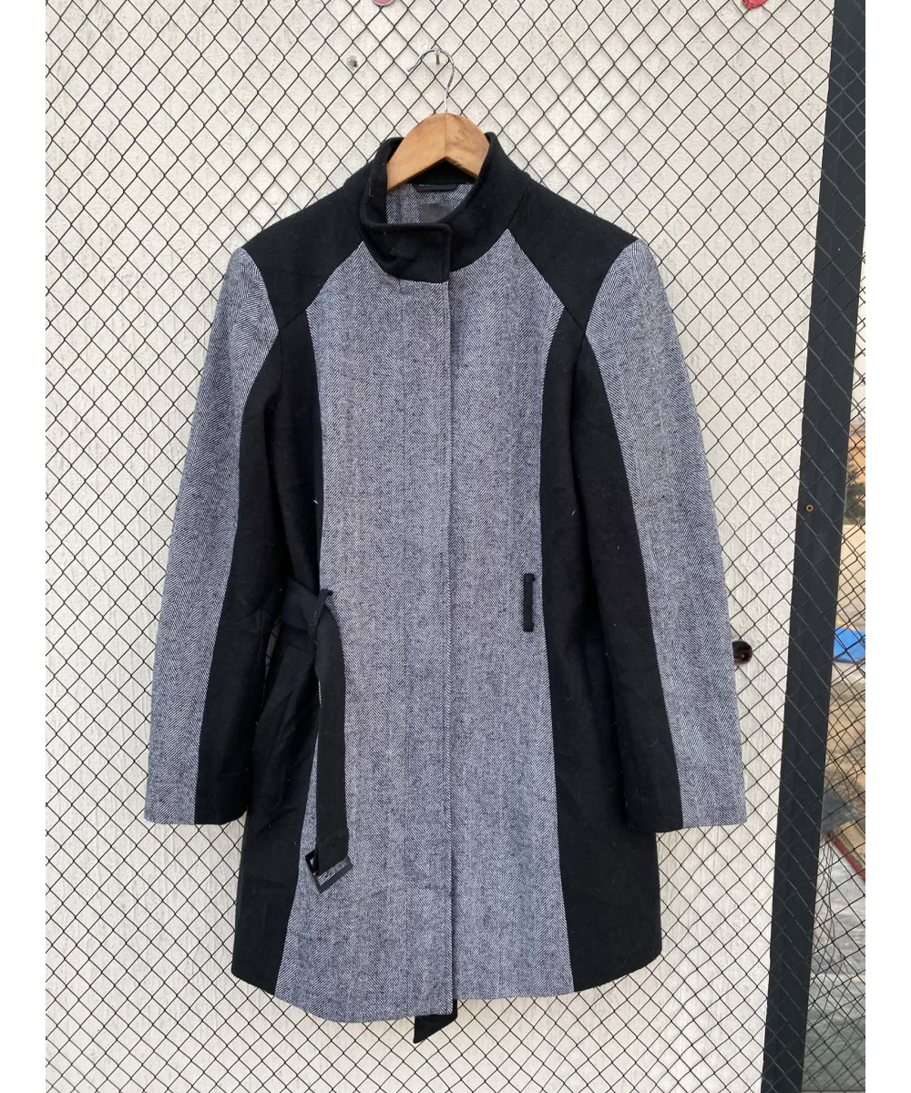 Gray & black, mid-lengthed, wool jacket