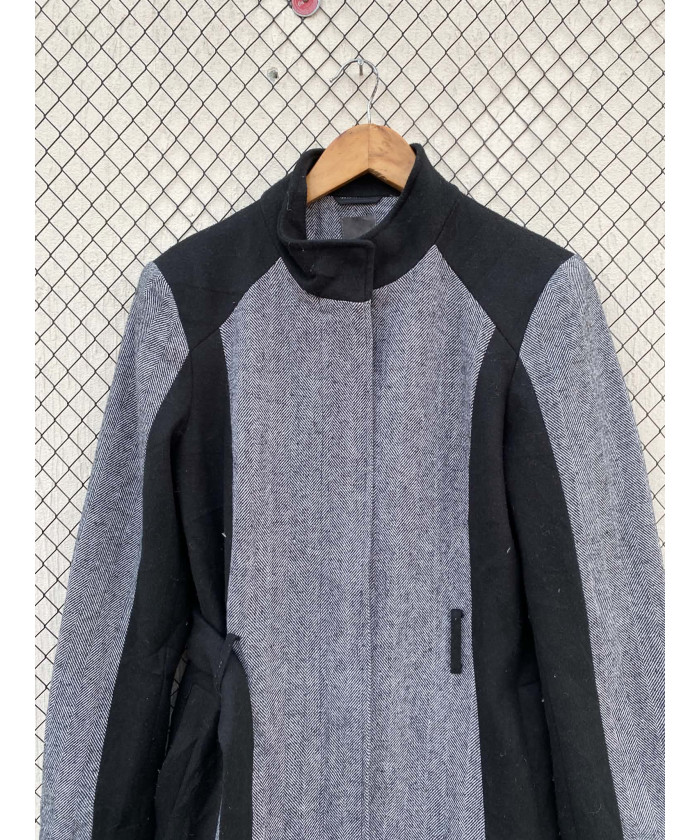 Gray & black, mid-lengthed, wool jacket