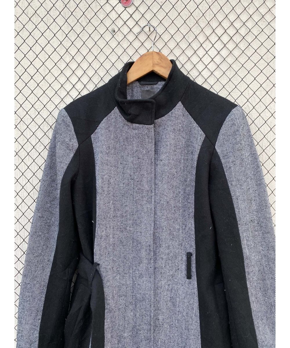 Gray & black, mid-lengthed, wool jacket