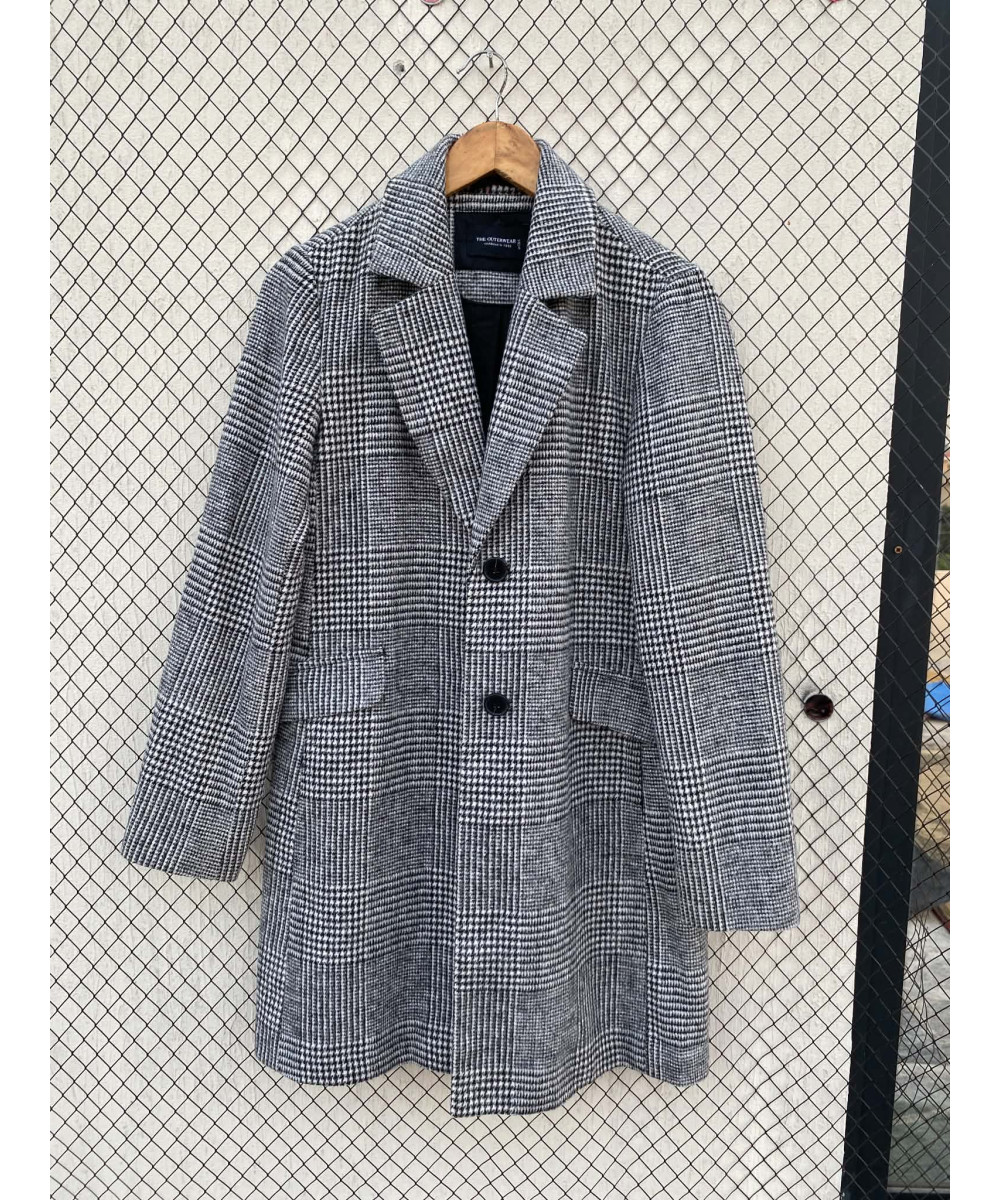 Black & white, checkered, wool coat