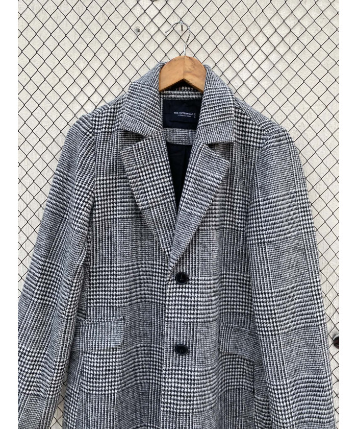 Black & white, checkered, wool coat