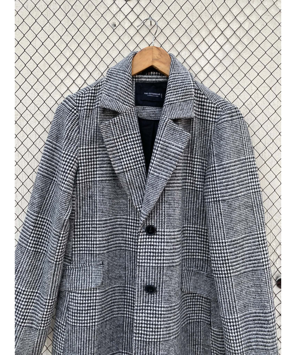 Black & white, checkered, wool coat
