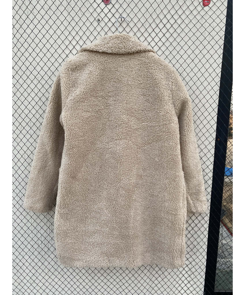 Beige, teddy, mid-lengthed coat