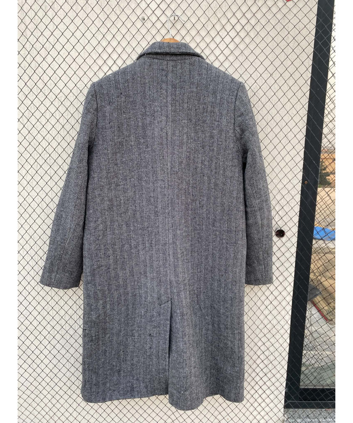 Gray, long, wool coat
