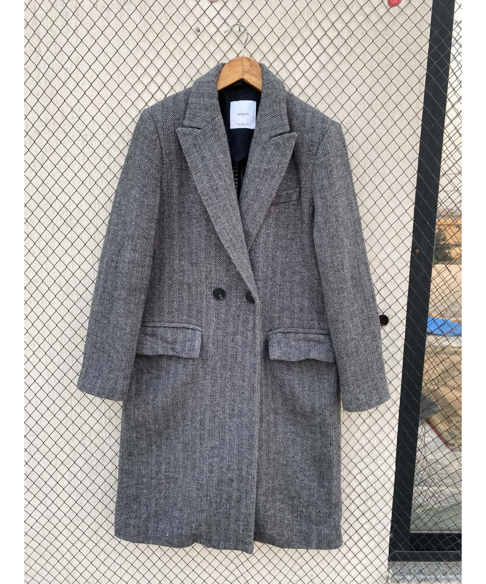 Gray, long, wool coat