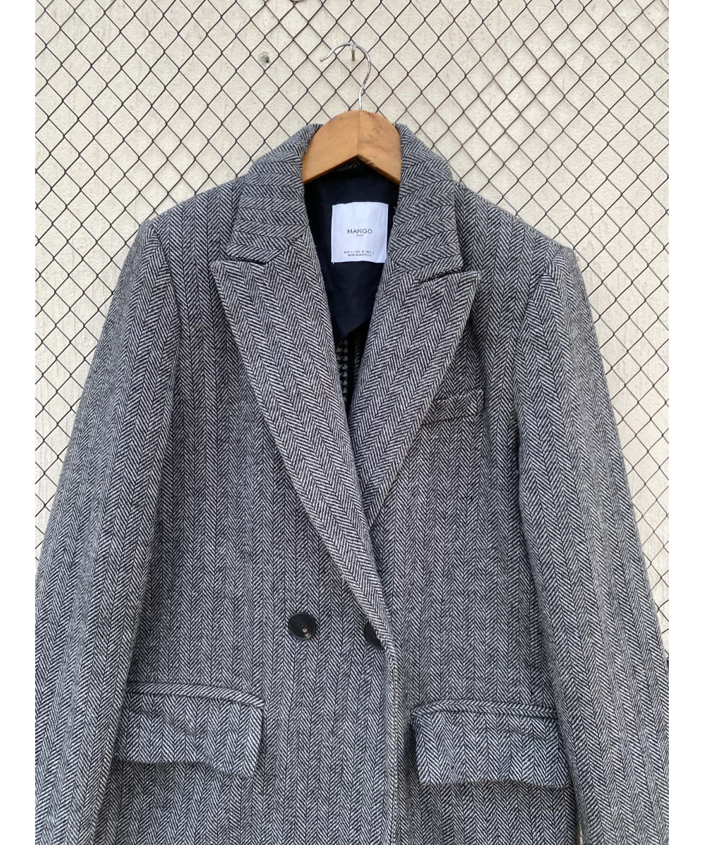 Gray, long, wool coat