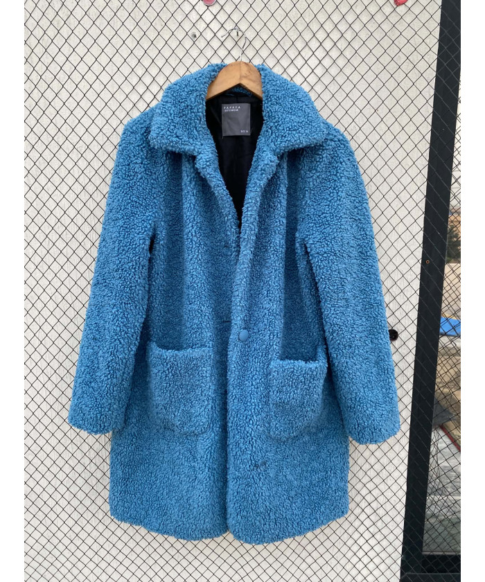 Cobalt blue-colored, teddy jacket