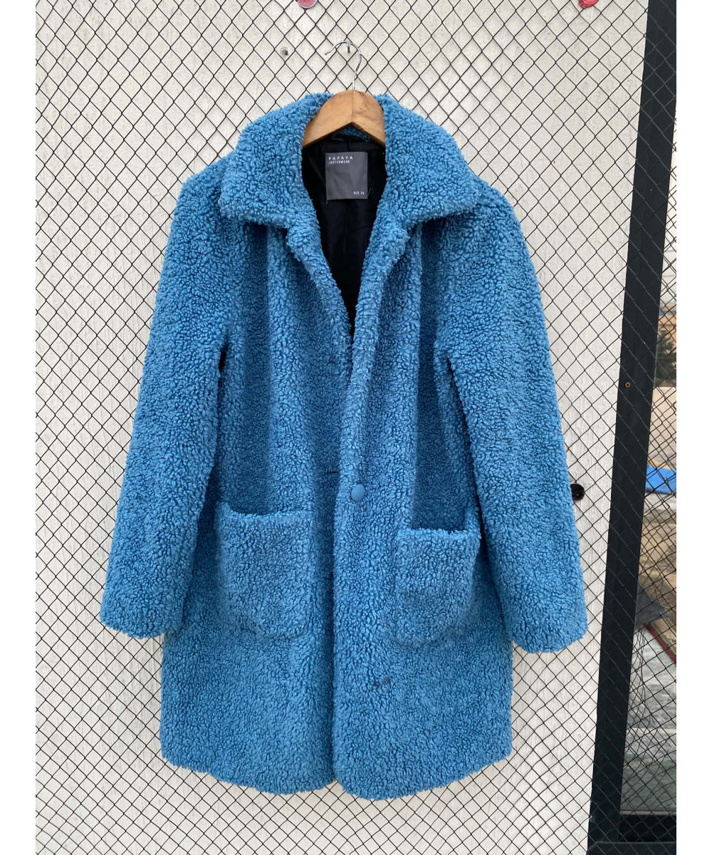 Cobalt blue-colored, teddy jacket