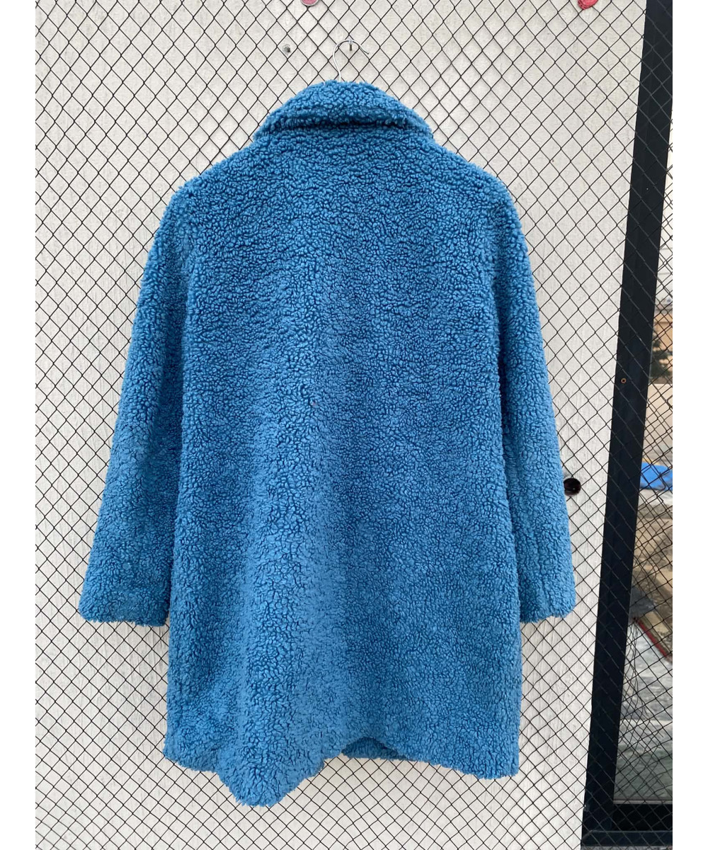 Cobalt blue-colored, teddy jacket