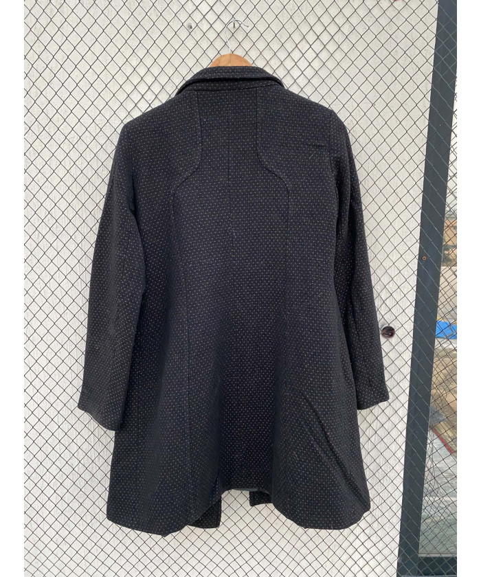 Black, polka-dotted, wool coat