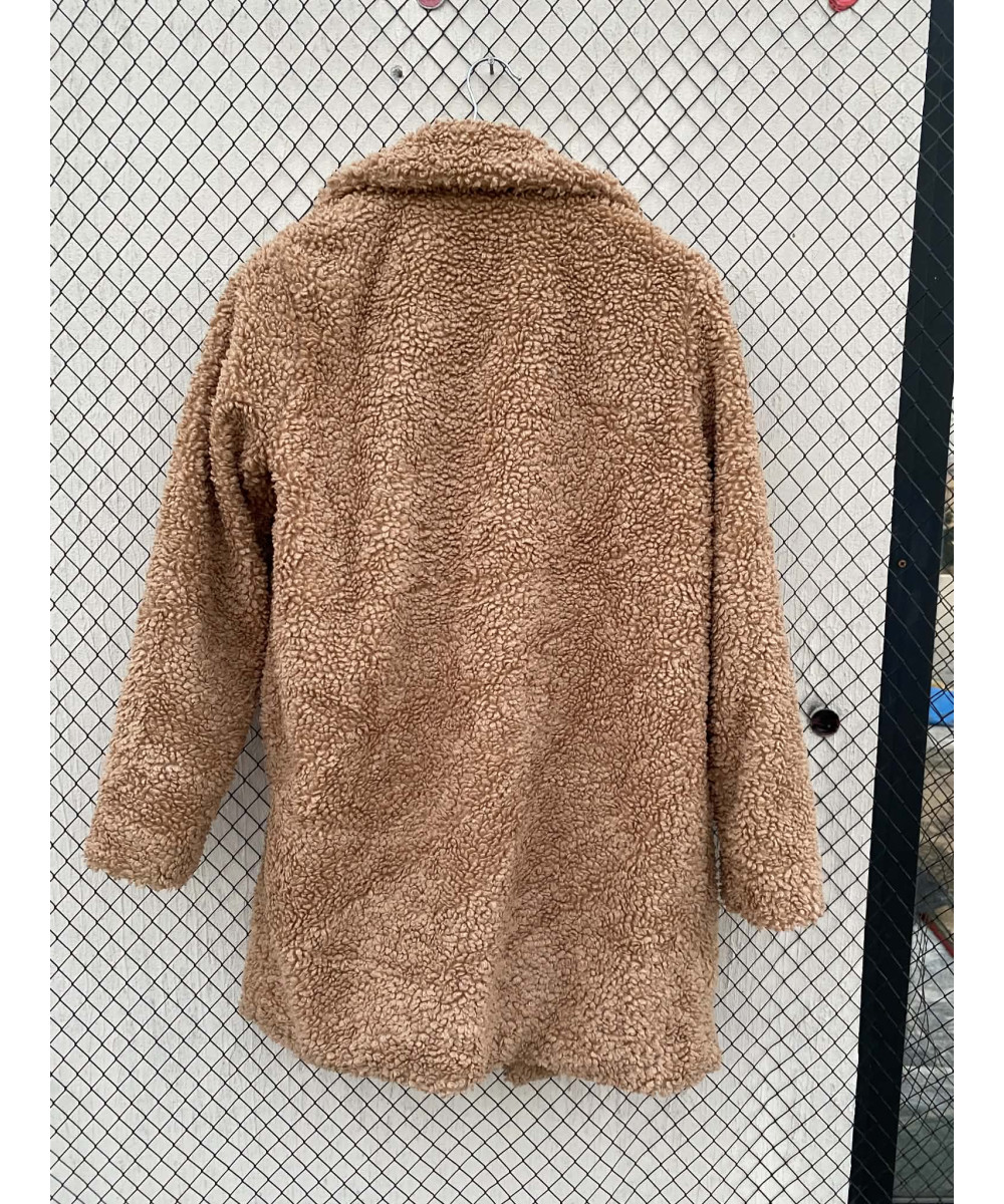 Camel-colored, teddy coat