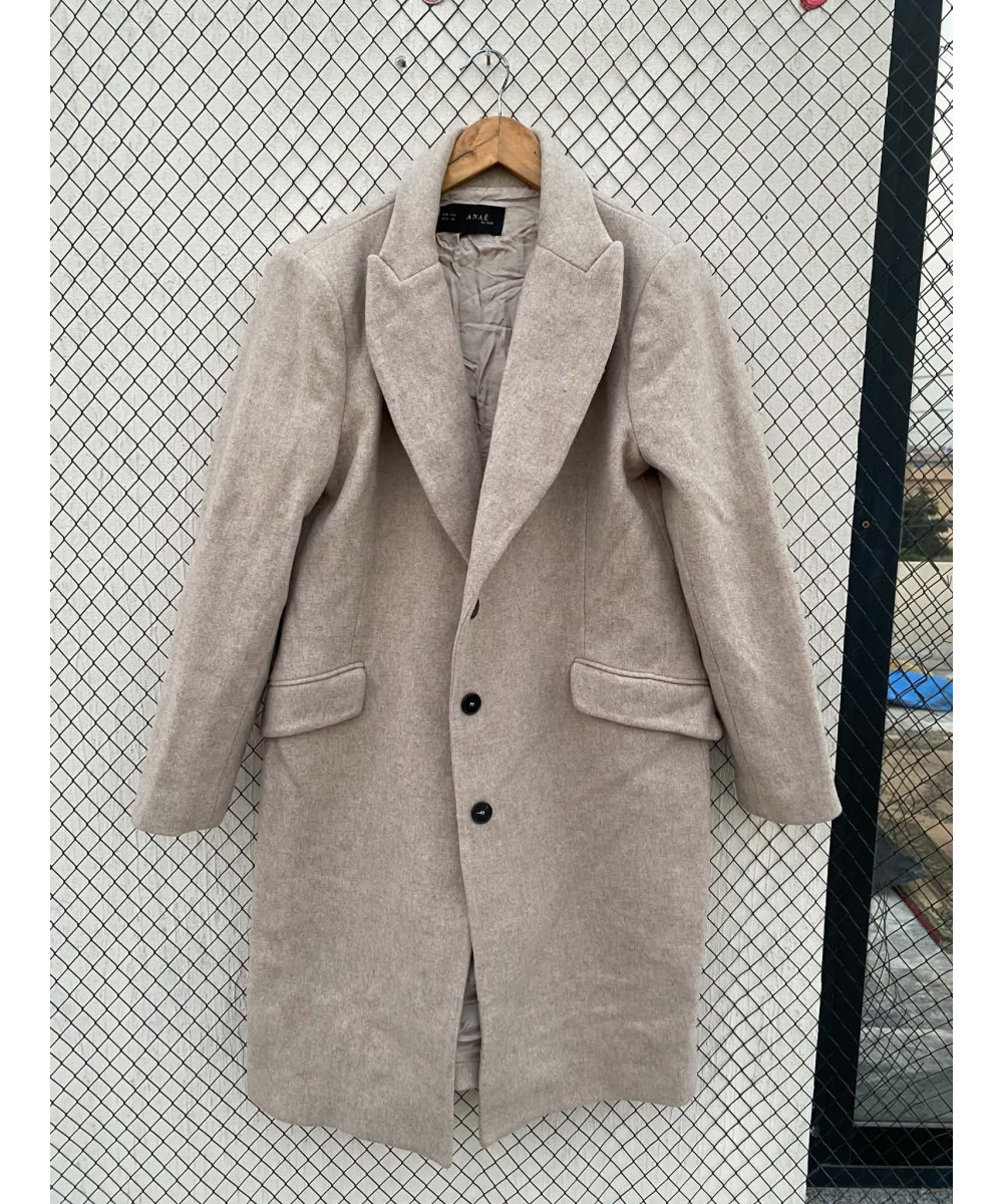 Beige, long, wool coat