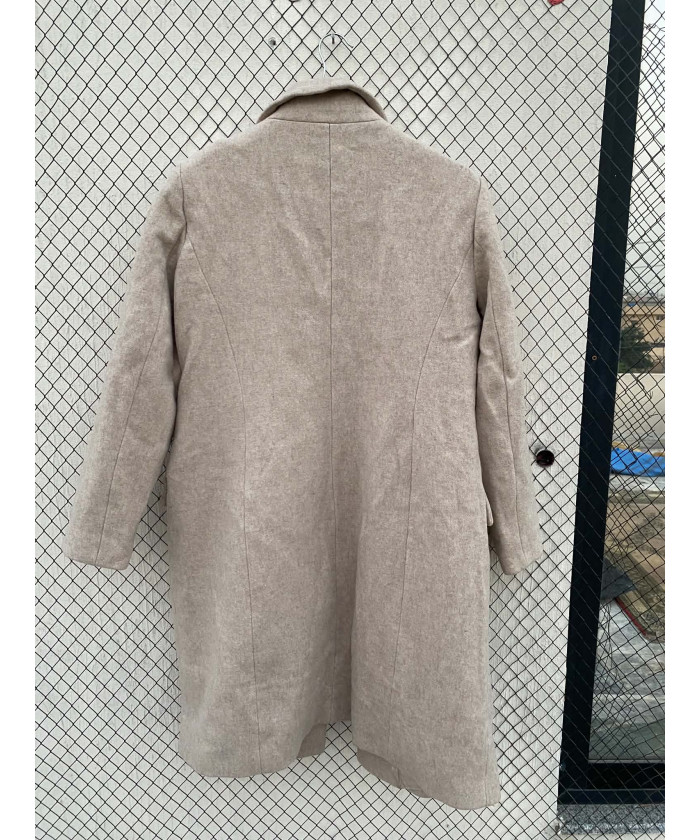 Beige, long, wool coat