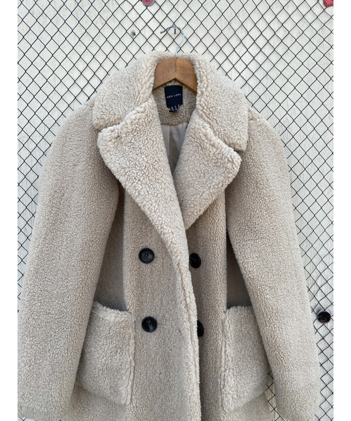 Off white-colored, teddy coat