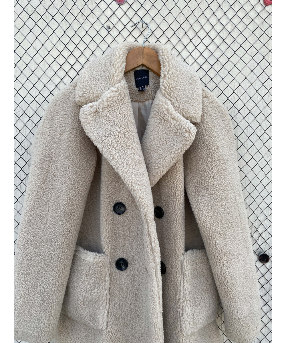 Off white-colored, teddy coat