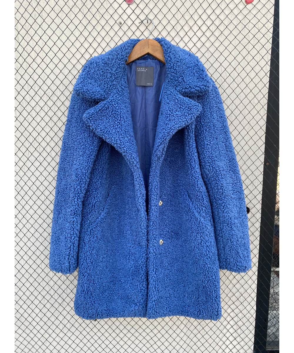 Cobalt blue-colored, teddy coat