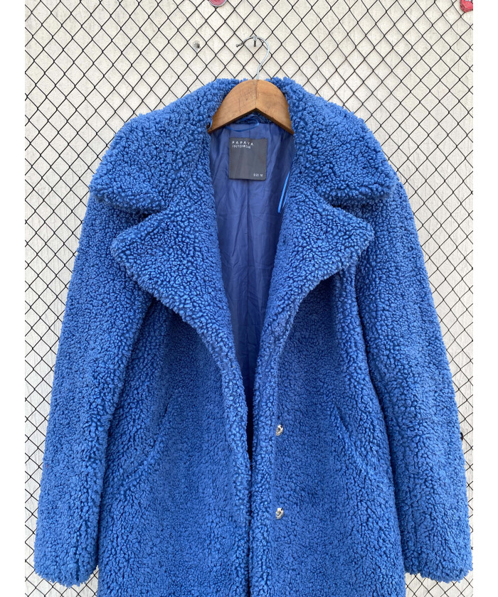 Cobalt blue-colored, teddy coat