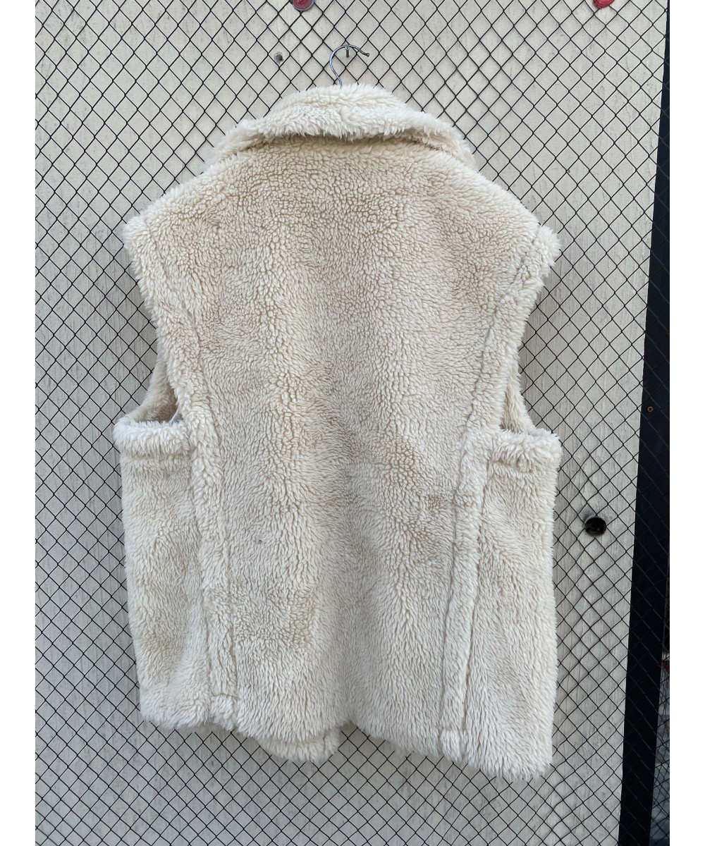 Cream-colored, teddy, sleeveless jacket